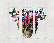 Load image into Gallery viewer, Butterfly Skull 20oz Glass Cup
